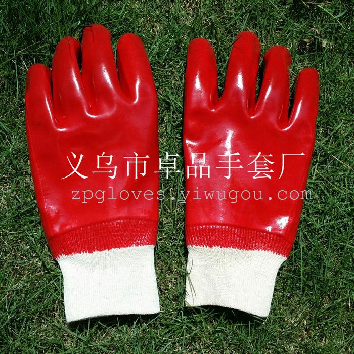 Red cuff PVC dipping oil resistant gloves acid gloves wholesale