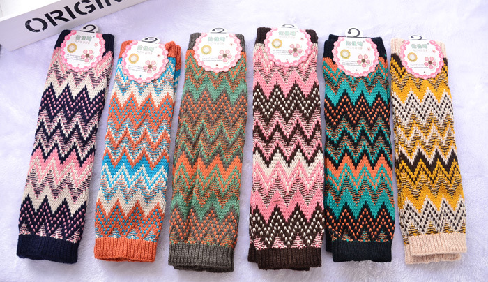 Spot long gloves Mao Xianlu thick warm jacquard half finger cuff