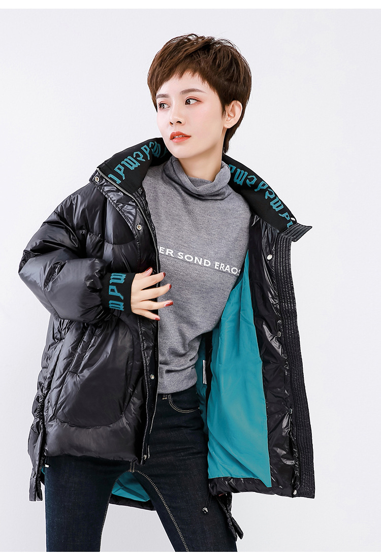 2020 New Korean Style Fashionable Warm Jacket down Jacket Women's Short Cuff Letters Thick Loose Stand Collar 2020 New Korean Style Fashionable Warm Jacket down Jacket Women's Short Cuff Letters Thick Loose Stand Collar