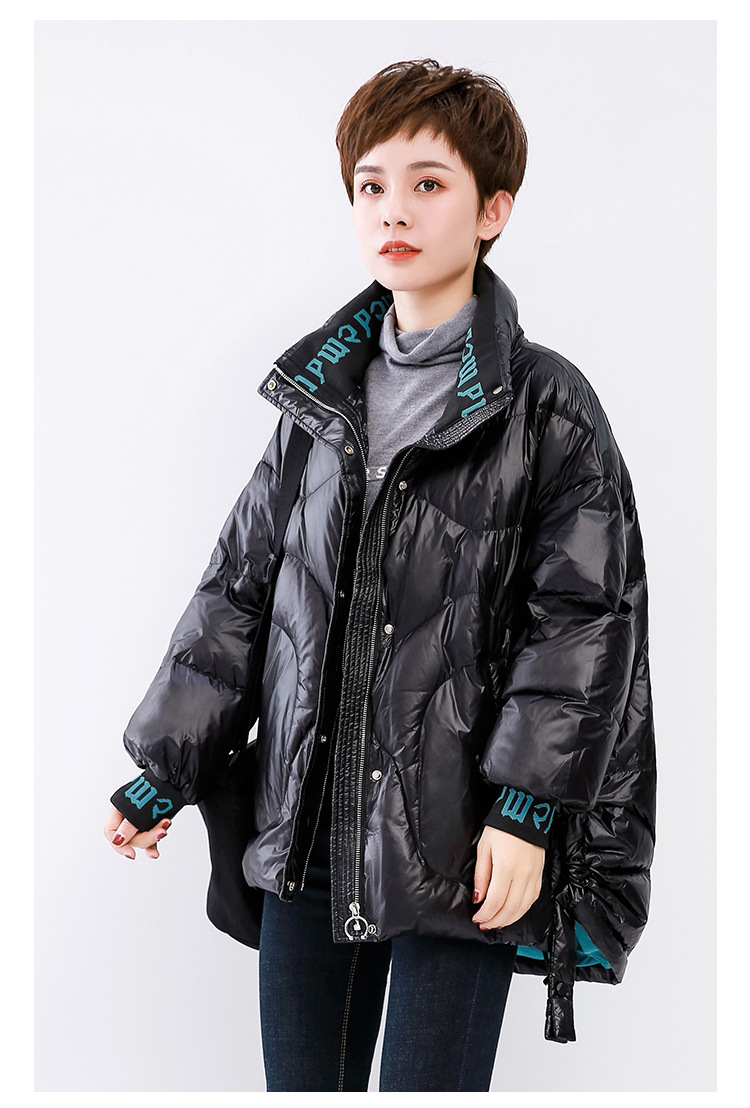 2020 New Korean Style Fashionable Warm Jacket down Jacket Women's Short Cuff Letters Thick Loose Stand Collar 2020 New Korean Style Fashionable Warm Jacket down Jacket Women's Short Cuff Letters Thick Loose Stand Collar