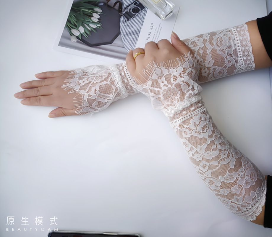 Lace Women&#039;s Eyelash Oversleeve Sunscreen Lace Hollow Sexy Cuff Autumn and Winter Decoration Sweater Sweater Coat Oversleeve