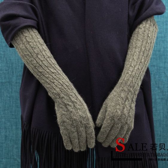 Korean Style Fashionable Winter Half Gloves Knitted Autumn and Winter Long Mori Girl Style Arm Sleeve Wrist Cuff Wool Fingerless Gloves