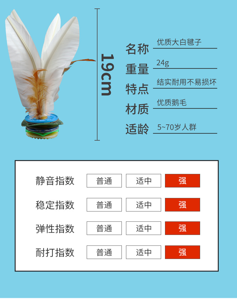 Kick Shuttlecock Game-Specific Fitness Shuttlecock Keys Kick-Resistant Mao Kindergarten Children Primary School Students Feather Pattern Shuttlecock