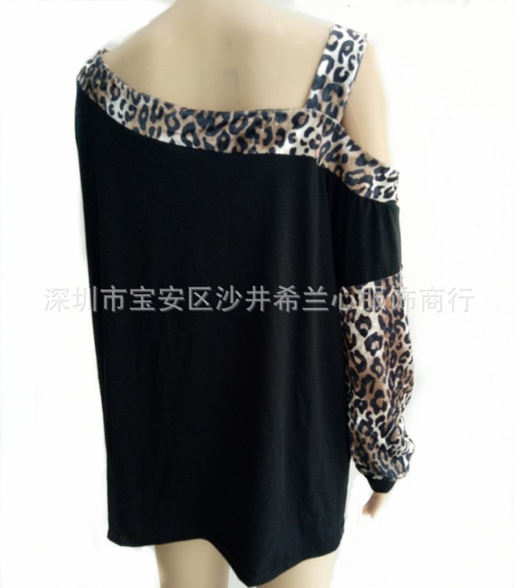 Autumn and Winter TBlood Women's New Cuff Stitching Loose Diagonal Collar Pullover Long Sleeve Leopard Print Sweater Autumn and Winter TBlood Women's New Cuff Stitching Loose Diagonal Collar Pullover Long Sleeve Leopard Print Sweater