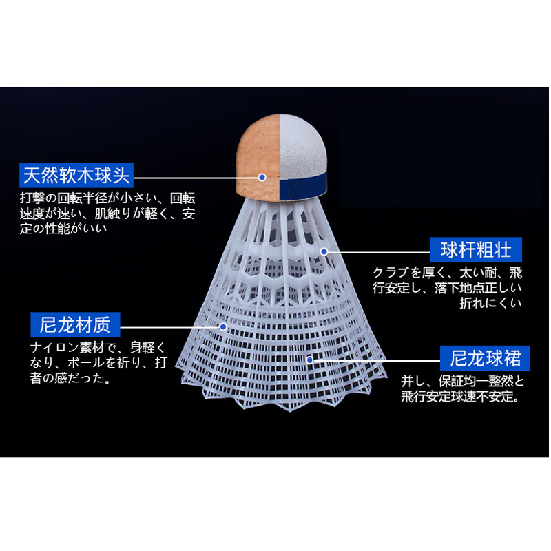 Regail Authentic Badminton Durable Training Shuttlecock Cork 6 PCs 12 PCs Pack Durable Nylon Badminton