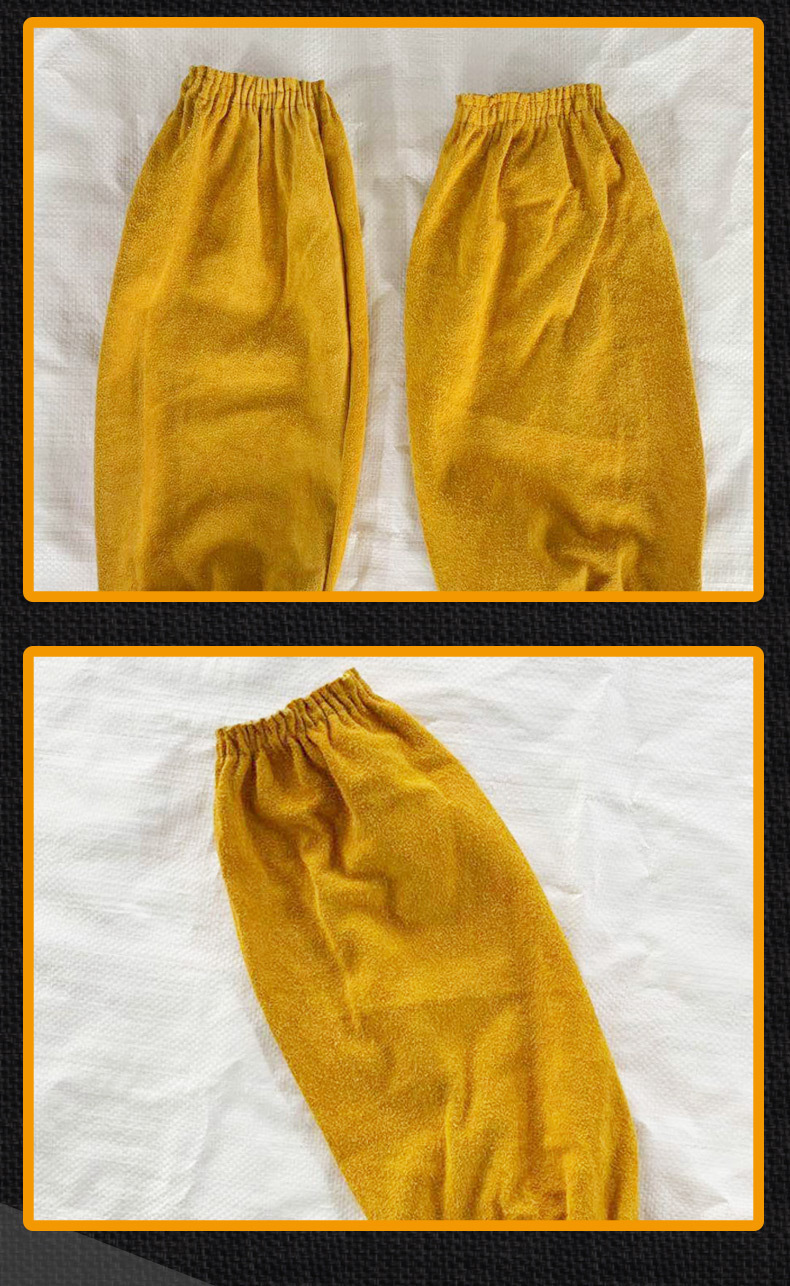 Cow Split Leather Welding Sleeves Apron Labor Protection Oversleeve Sleeves Welding Cuff Cowhide Sleeves Elastic Mouth Sleeves