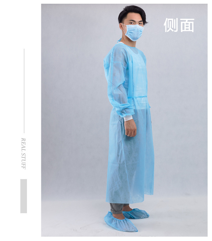 Disposable Nonwoven Fabric Isolating Garment Pp Dustproof SMS Film Waterproof Protective Isolation Coat Thread Cuff Bib