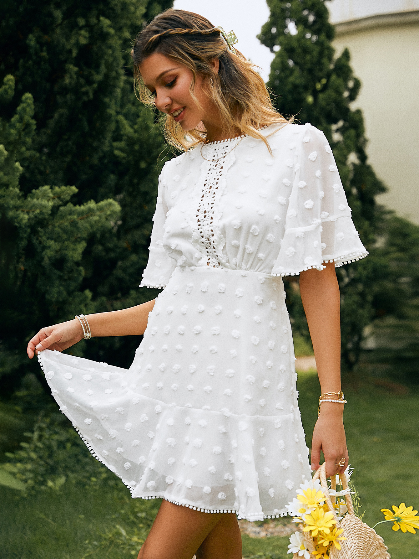 Cross-Border 2022 European and American Spring and Summer New Front Lace Dress Ins Hem Cuff Lace Tassel Women's Dress Cross-Border 2022 European and American Spring and Summer New Front Lace Dress Ins Hem Cuff Lace Tassel Women's Dress
