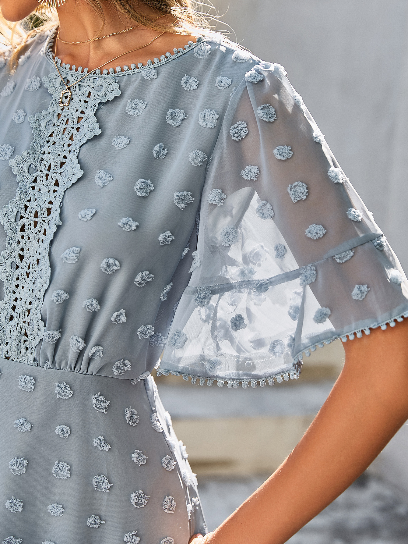 Cross-Border 2022 European and American Spring and Summer New Front Lace Dress Ins Hem Cuff Lace Tassel Women's Dress Cross-Border 2022 European and American Spring and Summer New Front Lace Dress Ins Hem Cuff Lace Tassel Women's Dress