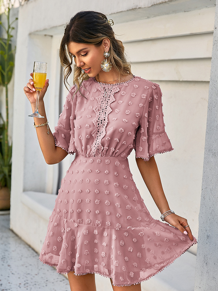 Cross-Border 2022 European and American Spring and Summer New Front Lace Dress Ins Hem Cuff Lace Tassel Women's Dress Cross-Border 2022 European and American Spring and Summer New Front Lace Dress Ins Hem Cuff Lace Tassel Women's Dress