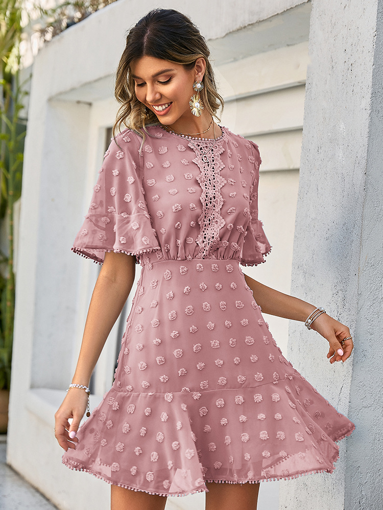 Cross-Border 2022 European and American Spring and Summer New Front Lace Dress Ins Hem Cuff Lace Tassel Women's Dress Cross-Border 2022 European and American Spring and Summer New Front Lace Dress Ins Hem Cuff Lace Tassel Women's Dress