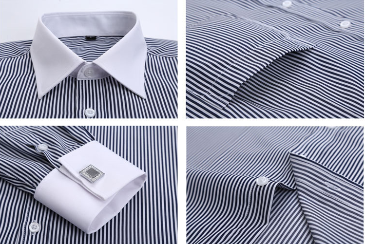 Men shirt men's French cuff long-sleeved shirt striped French shirt men's long-sleeved shirt Men shirt men's French cuff long-sleeved shirt striped French shirt men's long-sleeved shirt