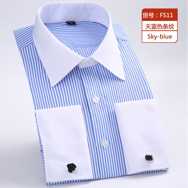 Men shirt men's French cuff long-sleeved shirt striped French shirt men's long-sleeved shirt Men shirt men's French cuff long-sleeved shirt striped French shirt men's long-sleeved shirt