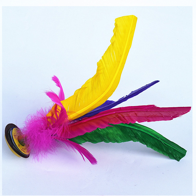 Children&#039;s FourFeather Color Goose Feather for Fitness Shuttlecock Big Flower Shuttlecock Custom Logo Manufacturer