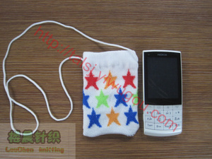 Black 8 ball billiards Black 8, Camo, colorful stars, colorful little hearts love cellphone Pocket cartoons in patterned Jacquard knit cell phone bag