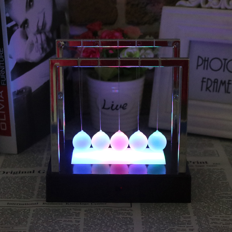 Colorful Luminous Newton a Regional Name for Billiards Force Transmission Swing Ball Momentum Conservation Touch Beads Creative Bumperball Decorative Ornaments