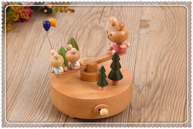 Baby bear seesaw music box for children's birthday boy and girl for valentine's day Baby bear seesaw music box for children's birthday boy and girl for valentine's day