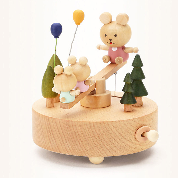 Wooden Bear Balloon Seesaw Music Box Music Box Sky City Qianhe Qianxun for Birthdays and Valentine's Days Gift Wooden Bear Balloon Seesaw Music Box Music Box Sky City Qianhe Qianxun for Birthdays and Valentine's Days Gift