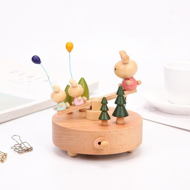 Wooden Bear Balloon Seesaw Music Box Music Box Sky City Qianhe Qianxun for Birthdays and Valentine's Days Gift Wooden Bear Balloon Seesaw Music Box Music Box Sky City Qianhe Qianxun for Birthdays and Valentine's Days Gift