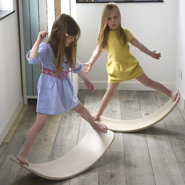 INS Wooden Balance Board Seesaw Sensory Training Bent Plate yu jia ban
