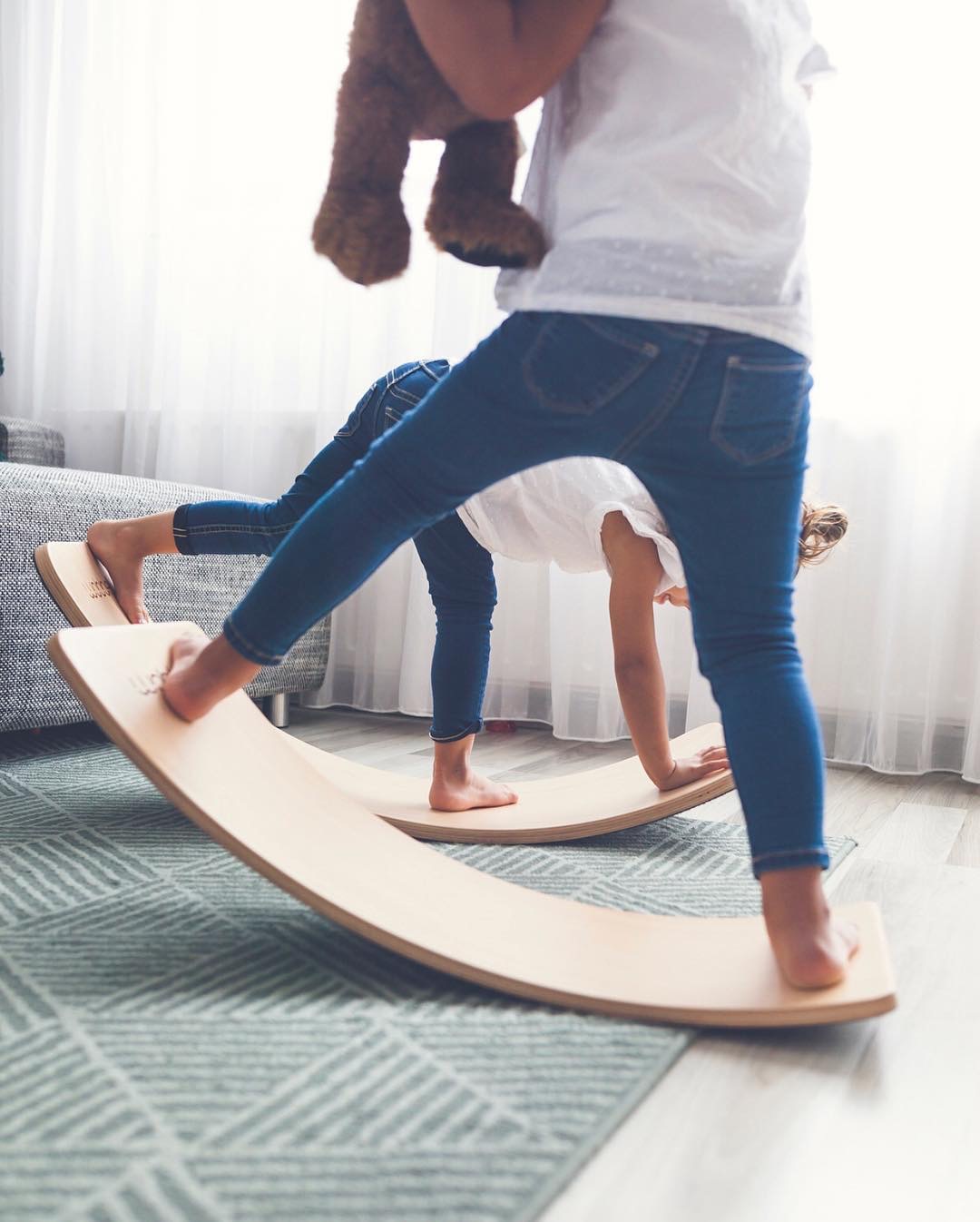 INS Wooden Balance Board Seesaw Sensory Training Bent Plate yu jia ban