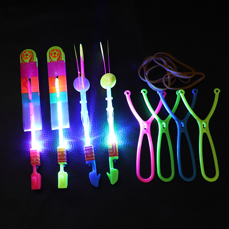 Factory Direct Sales Luminous Slingshot Rocket Volume Express Flash Flying Sword Night Market Stall Toy Slingshot Darts Toy Wholesale