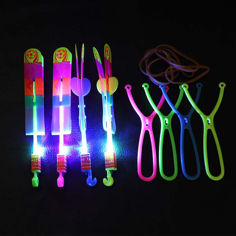 Factory Direct Sales Luminous Slingshot Rocket Volume Express Flash Flying Sword Night Market Stall Toy Slingshot Darts Toy Wholesale