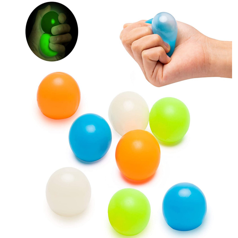Tiktok Luminous Sticky Ball Sticky Wall Ball Decompression Vent Ball TPR Interactive Ceiling Ball Children Darts Sticky Ball