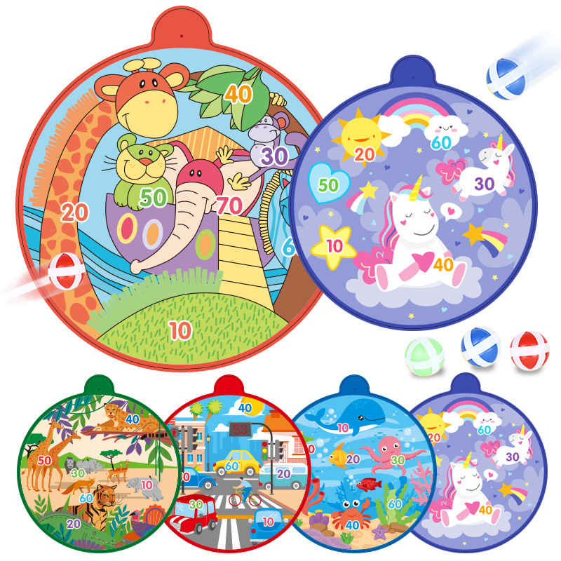 Cross-Border New Arrival Children&#039;s Cartoon Sticky Ball Darts Dart Target Plate Boys and Girls Indoor and Outdoor Sports Sticky Ball Toys