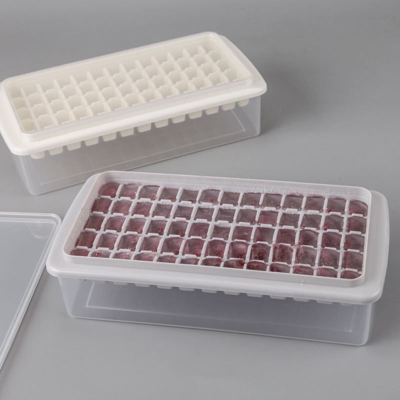 Double Layer Ice Tray Creative 65 Grid Ice Tray Plastic Tape Bottom with Lid Ice Box Ice Tray Home Homemade Ice Tray Ice Cube Mold