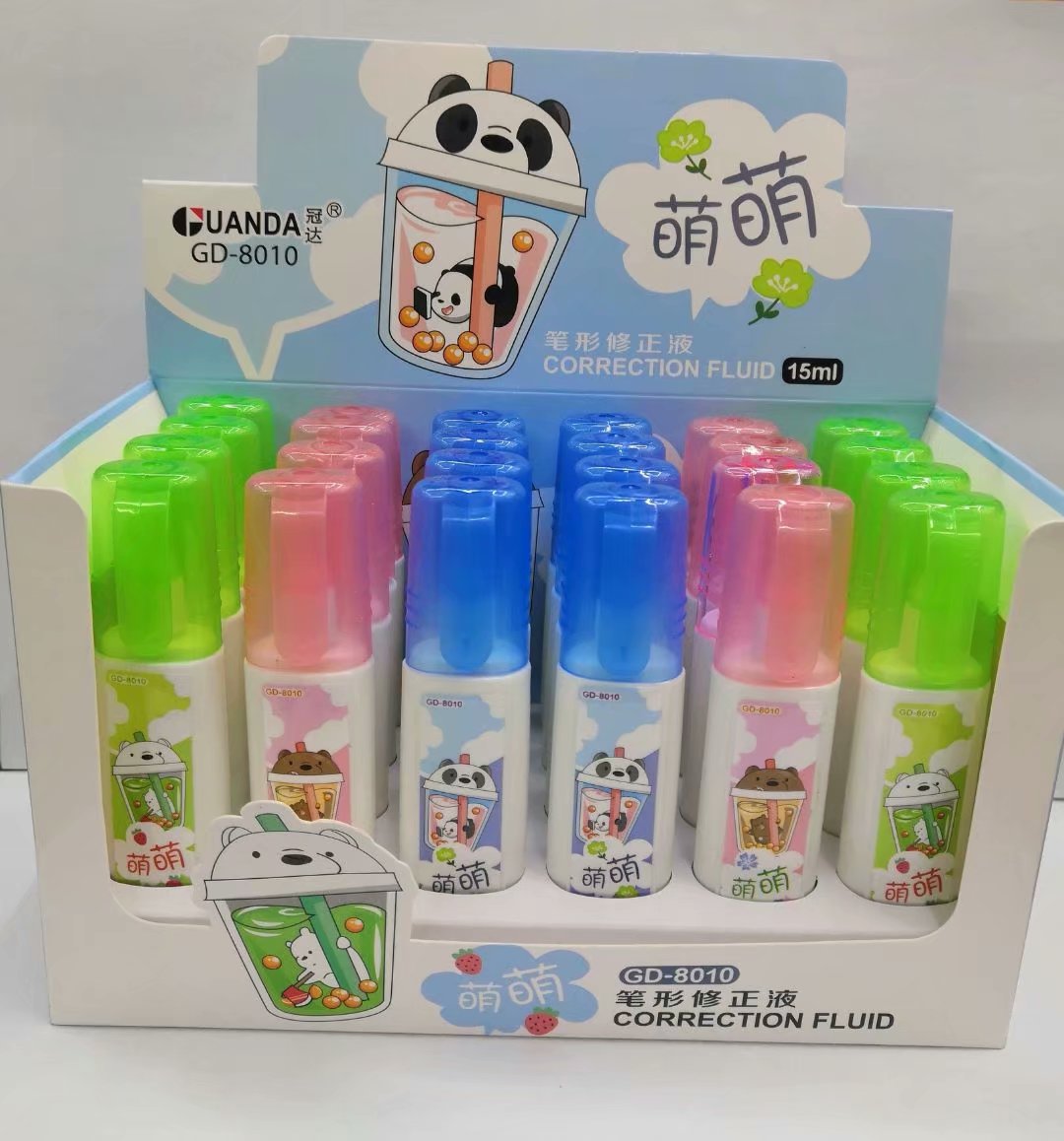 Factory Direct Sales Environmental Protection Correction Fluid Metal Toe Cap Flat Bottle Correction pen Wholesale and Re