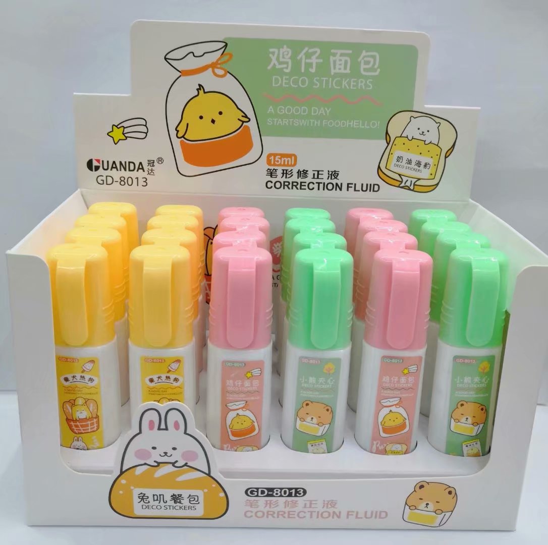 Factory Direct Sales Environmental Protection Correction Fluid Metal Toe Cap Flat Bottle Correction pen Wholesale and Re