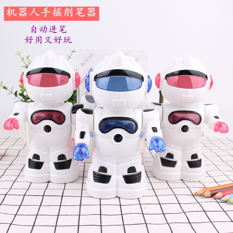Creative Robot Pencil Shapper Children&#039;s Automatic Pen Hand-Cranking Pencil Sharpener Office School Supplies Pencil Sharpener Wholesale
