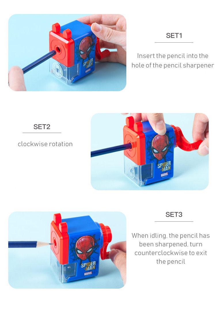 2021 New Marvel Pencil Sharpener Style Hand-Cranked Pencil Shapper Fashion Style Pencil Sharpener Pencil Sharpener