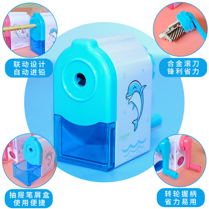 Creative Children&#039;s Stationery Automatic Lead Pencil Sharpener Cartoon Pencil Sharpener Pencil Shapper Hand-Cranked Pencil Sharpener Stationery Wholesale