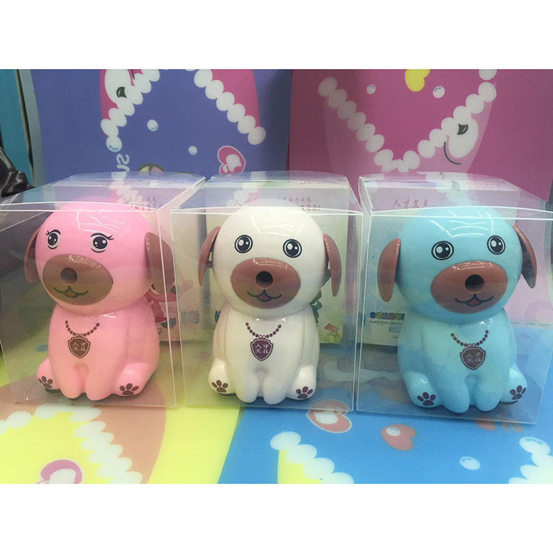 Japan and South Korea stationery creative cartoon hand pencil sharpener puppy shape pen knife pencil reeler