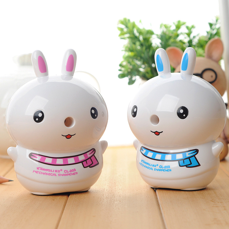 A rabbit style hand motion pencil sharpener cartoon automatic back and forth pencil sharpener