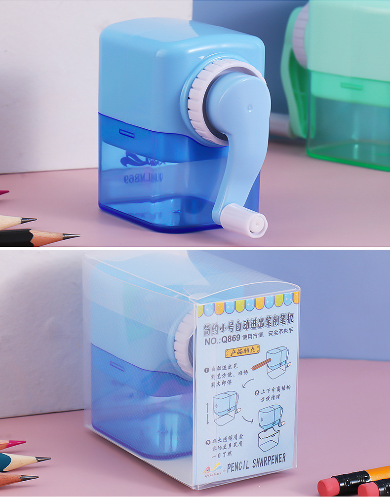 Simple Macaron Color Hand-Cranking Pencil Sharpener Pencil Sharpener Children's Student Studying Stationery Supplies Portable Pen Spinning Devices