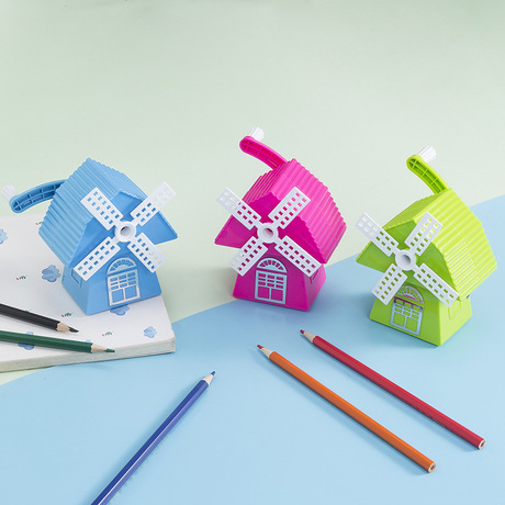Dongyang Stationery 8401 Cartoon Creative Windmill House Automatic Pen Sharpener Hand Shaper Factory Direct Sale