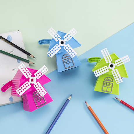 Dongyang Stationery 8401 Cartoon Creative Windmill House Automatic Pen Sharpener Hand Shaper Factory Direct Sale