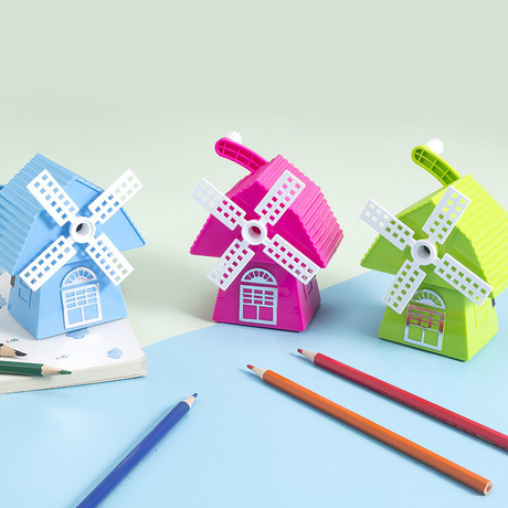 Dongyang Stationery 8401 Cartoon Creative Windmill House Automatic Pen Sharpener Hand Shaper Factory Direct Sale