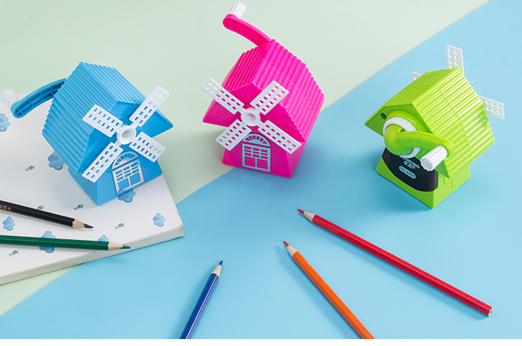 Dongyang Stationery 8401 Cartoon Creative Windmill House Automatic Pen Sharpener Hand Shaper Factory Direct Sale Dongyang Stationery 8401 Cartoon Creative Windmill House Automatic Pen Sharpener Hand Shaper Factory Direct Sale