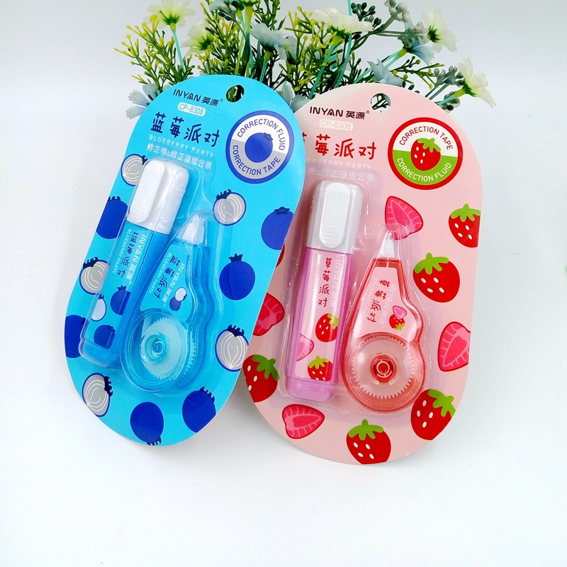 Japan and South Korea Stationery Correction Fluid Correction Tape Combination Set Environmental Protection Correction Tape Correction Tape Wholesale and Retail Can Be Customized