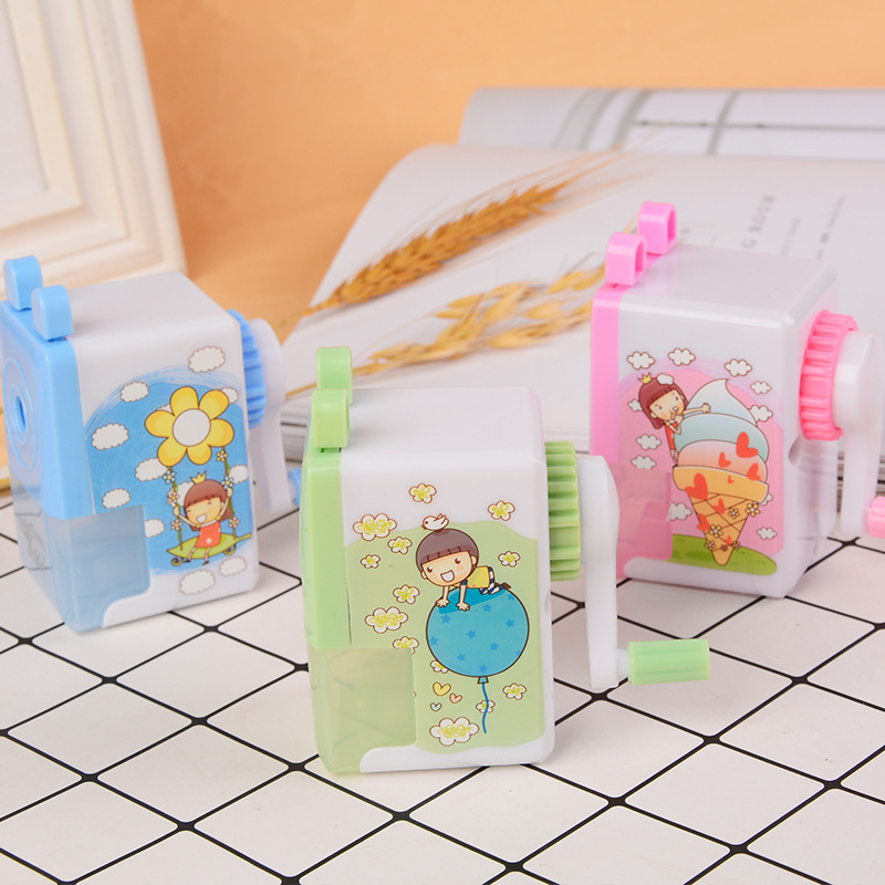 Creative Cartoon Hand-Cranking Pencil Shapper Pencil Sharpener Student Plastic Pencil Sharpener Children Pencil Sharpener Pencil Sharpener Office Supplies
