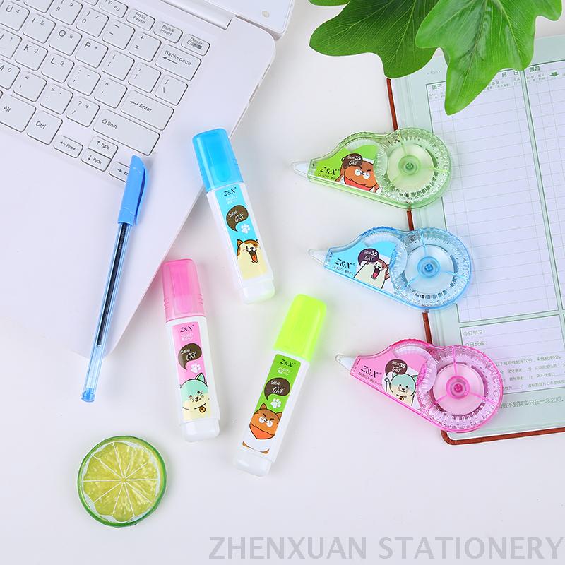 Cute cartoon 3in1 correction tape Environmental protection correction fluid ballpoint pen set office learning customizab
