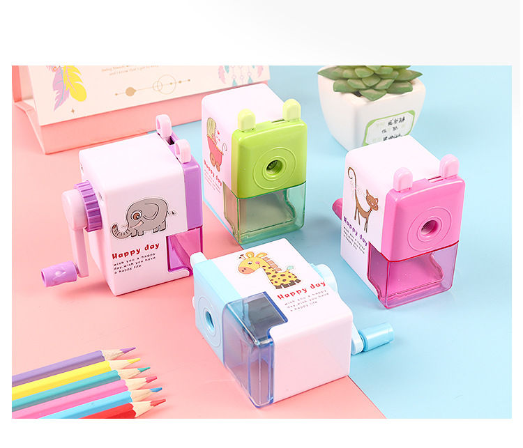 Cartoon Pencil Sharpener Pencil Shapper Creative Labor-Saving Single Hole Pencil Sharpener Hand Pencil Sharpener Boxed Student Stationery