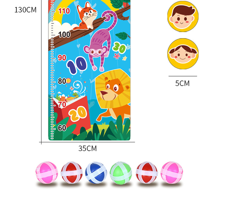 Children's Height Measuring Dart Board Set Throwing Sticky Ball Children Darts Sticky Ball Household Touch Flannel Toys
