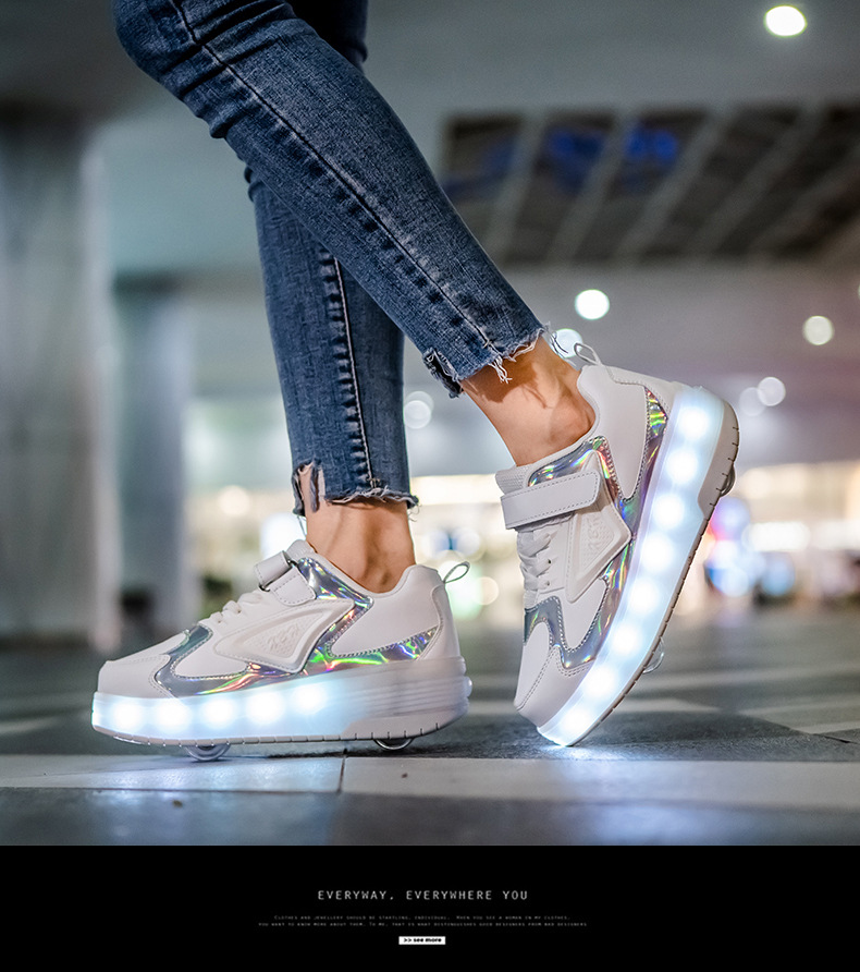 Amazon Sources New Charging Children's Luminous Heelys Double Wheel Skate Shoes Boys and Girls Shoes Wings Skates