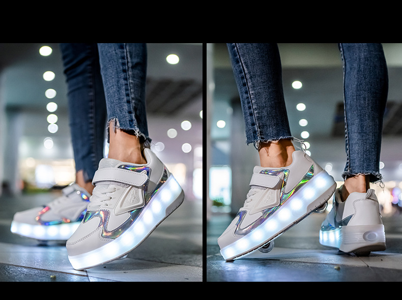 Amazon Sources New Charging Children's Luminous Heelys Double Wheel Skate Shoes Boys and Girls Shoes Wings Skates