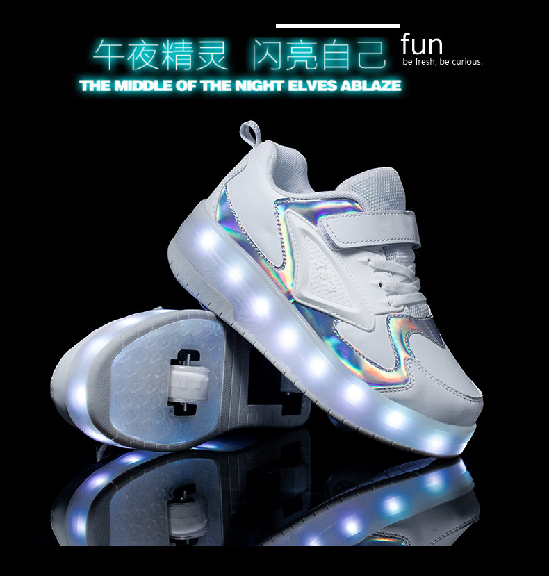 Amazon Sources New Charging Children's Luminous Heelys Double Wheel Skate Shoes Boys and Girls Shoes Wings Skates